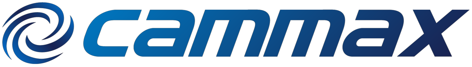 Logo of Cammax in blue, displaying a spiral and the word "Cammax". The tagline below the logo says "Accelerating Innovation"