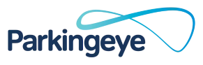 Logo of Parkingeye with the company name in navy blue text. Above it, a stylized infinity symbol is depicted in gradient blue, suggesting motion.